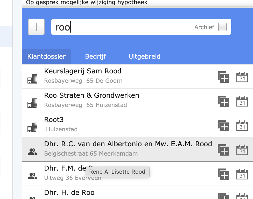 Een resultaatregel aanklikken